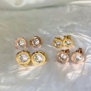 OYJR Bông tai titan nữ không gỉ khắc số la mã phong cách pha lê thời trang hàn quốc