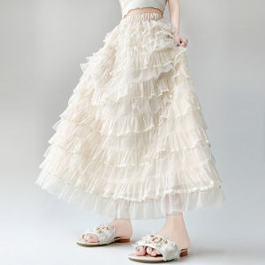 Váy xếp ly nữ MiiOW làm bằng vải polyester dài lưng cao