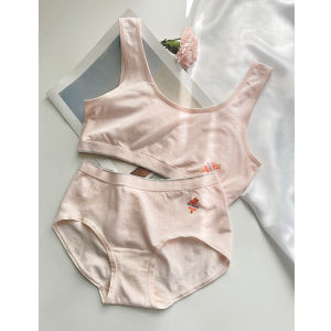 ชุดยกทรงกางเกงในชุดชั้นในวัยเริ่มหนุ่มสาวสำหรับสาววัยรุ่น1-2เสื้อกล้ามนักเรียนระบายอากาศ + กางเกงในทรงสามเหลี่ยม K