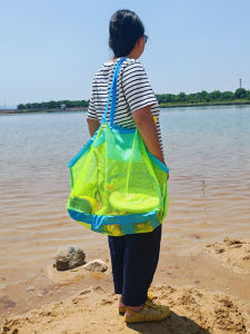 Large Capacity Mesh Beach Bag Childrens Bath Toys Storage Bag Outdoor Sand Playing Tools Travel Swimming Single Shoulder Bag