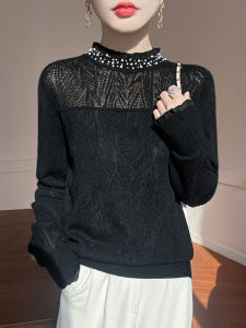 เสื้อสเวตเตอร์ถักคอสูงครึ่งตัวสำหรับผู้หญิง ทรงหลวม แขนยาว ทรงเข้ารูป ทรงเข้ารูป เส้นใยโพลีเอสเตอร์ผสมโพลีอะไมด์