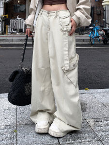 American Style Work Pants Multi-Pocket Design Street Retro Couple Knife Edge Pants Leg Lengthening Womens Trendy Casual Pants