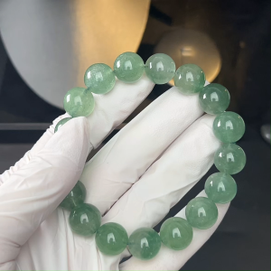 TIMESWIND Authentic Crystal Natural Green Strawberry Quartz Round Beaded Women Fashion Bracelet Jewelry Gift with Certificate