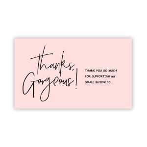 Pink coated paper thank you card business bag gift decoration "gorgeous thanks" business card handmade with love 30 sheets/pack