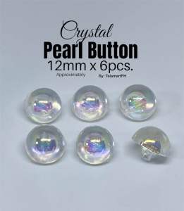 6pcs Pearl Button 12mm Perlas Cream White Crystal (Mushroom) by TelamartPH