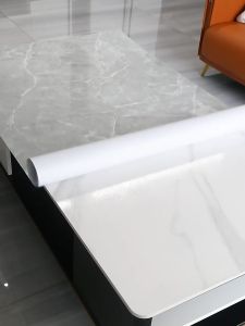 wallpaper dinding dapur 6 meter X 60cm bahan alumunium foil motif marmer putih corak gold dan hitam