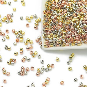 200pcs 4mm Cylinder Round Spacer CCB Gold Silver Plated Loose Beads For Jewelry Making Accessories DIY Necklace Bracelets