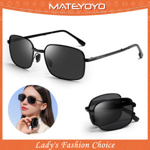 MATEYOYO Photochromic Sunglasses Foldable Men Women Polarized Chameleon Glasses Driving Goggles Anti-glare Sun Glasses Night Vision Lens UV Protection Chic Retro Sun glasses