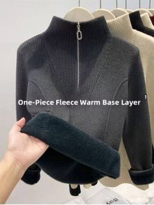 Half-Zip Fleece Lined Thicken Turtleneck Knitwear