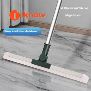 I know Rubber Magic Broom Sweeper Multifunction Magic Broom Floor Squeegee Broom with 100cm Long Handle Household Squeegee Broom for Floor Cleaning Bathroom pet Hair WindowKitchen Broom Head