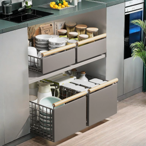 LivinEase Foldable Pull-Out Basket Snack Rack Kitchen Storage Rack Kitchen Rack