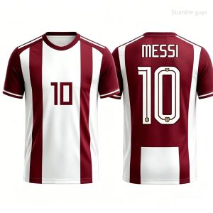 Potdemiel | Summer Mens Running Messi 10 Football Short Sleeve T-shirt Fashion Gym Streetwear Daily Wear Tops Kids Clothes