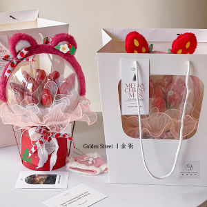 New Visual Display Window Half Open Flower Arrangement Packaging Bag Toy Doll Gift Flower Bouquet Handbag Non Customizable