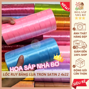 [SỈ LẺ RẺ] Lốc ruy băng lụa trơn satin 2cm 4cm x 22m làm nơ gói quà hoa handmade - Hoa Sáp Nhà Bơ