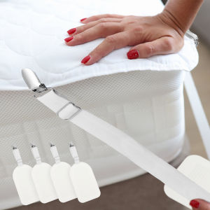 4 ชิ้นแผ่นเตียงสายรัดปรับความยาวยืดหยุ่นเตียงผู้ถือแผ่นที่นอนคลิปยึดผ้าห่ม Grippers ยึดผ้าปูที่นอน