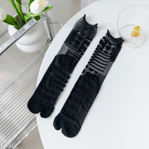 AB Asymmetrical Spun Glass Toe Socks Summer Thin Ins Popular Net Red Sun Series Retro Curling Asymmetric Tube Socks
