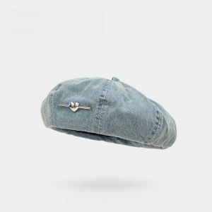 Womens Love Washed Cowboy Beret Thin Breathable Octagonal Painters Hat for Big Head Circumference Face Show Small Design