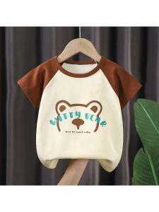 Pure Cotton Childrens T-Shirt Short Sleeve Cartoon Print Korean Style Baby Boys Girls Clothes Summer New Arrival