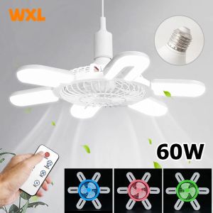 E27 Screw Mouth Fan Light 60W Intelligent Remote Control Living Room Bedroom Dining Room Bathroom Ceiling Fan Light