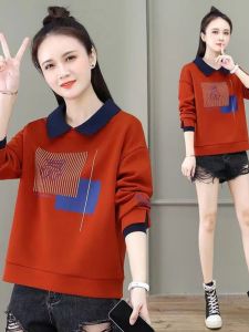 สุภาพสตรี เสื้อสวม เสื้อสเว็ตเชิ้ต สั้นบางแขนยาว Turn-down ปกเสื้อ ฤดูใบไม้ผลิ ฤดูใบไม้ร่วง ฤดูหนาว สไตล์ใหม่ ขนาดเล็ก ทันสมัย