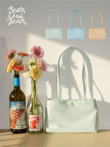 Casual Chic BeanAndBean Satin Floral Bead Shoulder Bag Versatile Travel Commute Soft Polyester Inner Lining Magnetic Buckle Closure