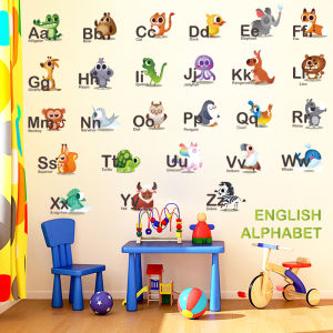 Original Design English Alphabet Cartoon Animal Childrens Room Early Childhood Education for Baby Kindergarten Decorative Wall Sticker Stickers