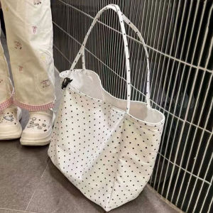 Túi Tote Vải Canvas Chấm Bi Dung Tích Lớn Phong Cách Hàn Quốc Túi Đeo Vai Đa Năng Dành Cho Học Sinh Và Nữ Sinh Túi Đi Làm Hàng Ngày