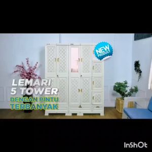 LEMARI PLASTIK 5 PINTU NAPOLLY MIDICAB 5412 GANTUNG RAK KACA KUNCI LACI [NAPBOX]