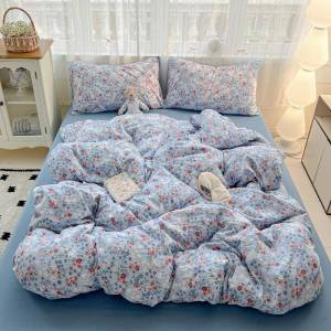 Fresh Cloud Feel Wrinkle Cotton Washed Cotton Simple Style Ditsy Print Duvet Cover