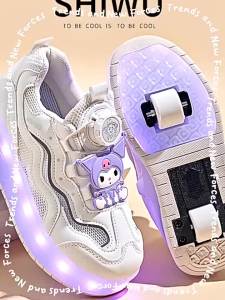 Clow M Heelys Girls Shoes 2024 New Summer Light Children Sports the Skating Shoes Breathable Roller Skating Mesh Surface Shoes