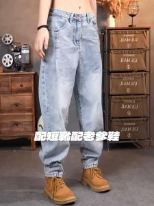 กางเกงยีนส์ทรงตรงทรงสลิมฟิตสำหรับผู้ชาย ทรงย้อนยุค สไตล์อเมริกัน ทรงลำลอง ทรงฤดูใบไม้ผลิและฤดูร้อน 2025