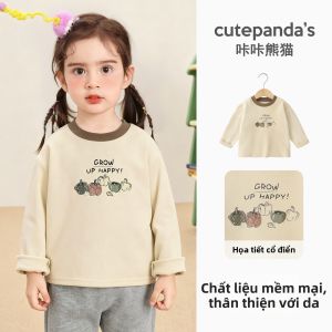 CUTEPANDAS | Áo Thun Dài Tay Trẻ Em Cho Mùa Xuân và Thu