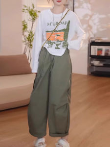 Shalldoer | ชุดสองชิ้นฤดูร้อนปี 2025 เสื้อยืดแขนยาวป้องกันแสงแดด กางเกงขายาวลำลอง เสื้อผ้าทำงานสำหรับผู้หญิง แฟชั่นลดอายุ