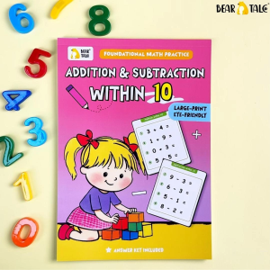 BEAR TALE Kids Math Workbooks Set within 10/20/50/100 Addition & Subtraction Learning for Kids Copybook 64Pages