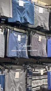 Boxer Seamless SPACH M020 Motif Polos Garis Garis 6pcs / Bahan Eslatis Lembut / Karet Lebar