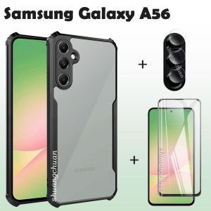 3in1 for Samsung A56 phone case and  tempered glass film +camera lens film Samsung Galaxy A36 Acrylic fall-proof phone case Samsung A16 A06 A05 A05S A15 A56