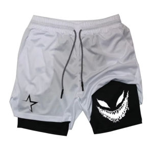 Mens Sport Breathable Quick-drying Exercise Double-Layer with Harajuku 2-in-1 Gym Performance Workout Towel Loop Summer Shorts