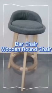 Smile Manila Bar Stool Set of 2 Household Stackable 80CM Simple Solid Wood Stainless Steel Bar Chair with Leather Backrest