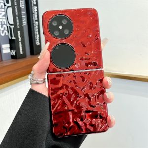 Creative Red Electroplated Foldable Screen Phone Case for Huawei Pocket2 New Year Style Full Cover Anti-Fall with Wristband Hard Shell for Women