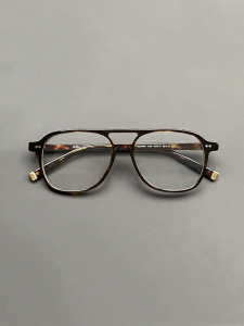 Double Beam Spectacle Frame Mens Handmade Plate Retro Myopia Glasses Frame Spectacle Frame Womens Trendy to Make Big Face Thin-Looked Plain Color Changing