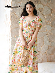 Daisy Print Cotton French Holiday Style Short Sleeve Dress