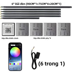 Bộ Đèn Viền Nội Thất Ô Tô LED RGB 10/14/18 64 Màu Bluetooth Hiệu Ứng Ánh Sáng Đa Sắc Dải Acrylic 12V Đèn Tạo Không Khí Cho Xe