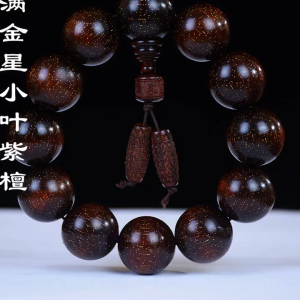 Manik 小叶紫檀文玩手串【满金星天珠款】sandalwood mala bracelet收藏级老料佛珠手链手工打磨+高密度+玻璃底+刻六字真言男