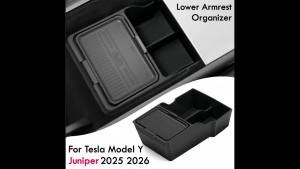 Center Console Armrest Organizer Tray for Tesla Model Y Juniper / Premium / Performance Dual-Layer Armrest Storage Hidden Box