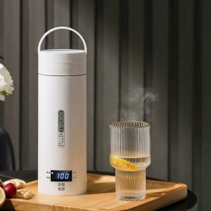 [UK PLUG] 550ML Stainless Portable Travel Mini Electric Kettle Fast Boiling Multifunctional Temperature Control Thermal Cup for Coffee Porridge Milk Tea SY-618