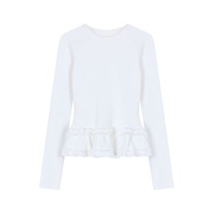 Áo Thun Tay Dài Cổ Tròn Kiểu Pháp Ngọt Ngào Cho Nữ Mùa Xuân Thiết Kế Nhỏ Gọn Ôm Vừa Vặn Thanh Lịch Áo Thun Cotton Thường Ngày