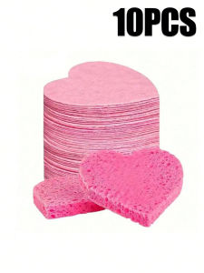10/20/50PCS Compressed Heart-Shaped Facial Sponges Natural Wood Pulp Face Wash Puff Foaming Face Cosmetic Face for Home orTravel