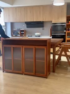 3/4/5Doors Kitchen Cabinet Dish Cabinet With Transparent Acrylic Cover Bamboo Sideboard Rak Dapur Kabinet Dapur Almari Dapur Simple kitchen Shelf