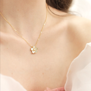 Mikana Gold Plated Sakura Katsumori Pendant Necklace for women pearl flower kwintas gift non tarnish