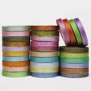 Glitter Ribbons Gold Silver Onions Ribbons Crafts Wedding Decorative DIY Ribbons Bow Christmas Gift Wrap Decor 1cm 22meters/lot